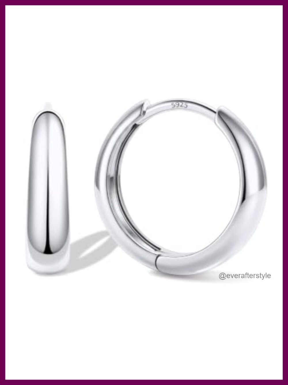 Huggie Hoop Earrings with 925 Sterling Silver Post White Gold Plated